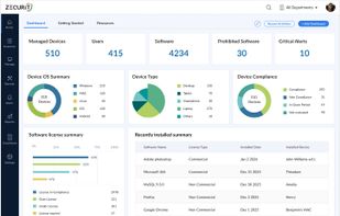 Gain complete visibility into your IT ecosystem with high-level analytics on devices, users, software distribution, and compliance using the comprehensive Zecurit overview dashboard.