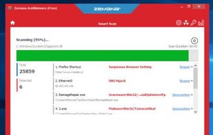 Zemana AntiMalware scanning and detecting malware