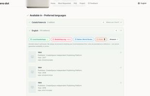 Result and options to buy the book in one prefered language