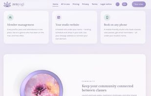 Member management, branded studio site, and community challenges between classes