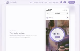 Hosted studio website — yogis can browse the schedule and book classes from any phone