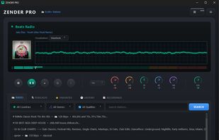 Main interface with station browser, search, and playback controls