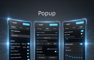 The popup have tons of easily accessible general settings, video setting, audio settings and more