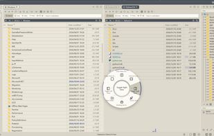 Ring launcher: press both mouse buttons and pick an action by direction