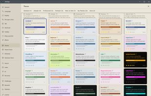 57 built-in themes in five categories