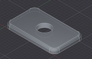 A shaded 3D part in the viewport.