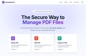 A privacy-first PDF tool suite that processes files entirely in your browser. Merge, split, and convert PDFs without ever uploading them to a server.