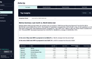 Zetta's automated insights landing page