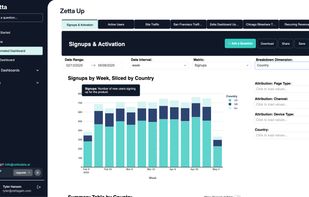 Zetta's default automated dashboard