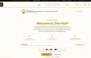 Zinn Hub Freelance marketplace Homepage