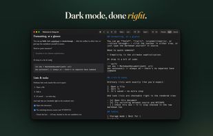 Dark Mode in both editable Preview and Source views.