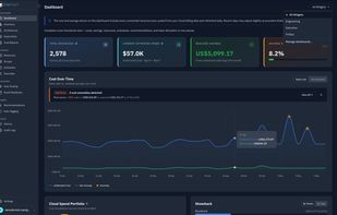 Cost overview dashboard total cloud spend, savings realized, recoverable savings, and cost trends over time.