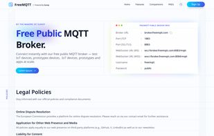 Connect to the free public MQTT broker using the provided broker URL, ports, and WebSocket endpoints.