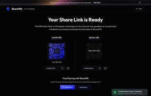 Instantly receive a shareable installation link and QR code after uploading your app, making it easy for testers or clients to install the build on their devices.