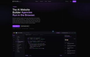 Zyan Build public product overview with an illustrative editor interface.