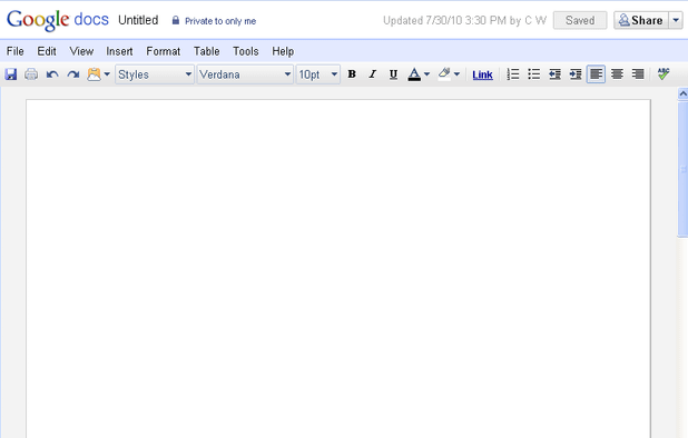 Google Docs screenshot 1