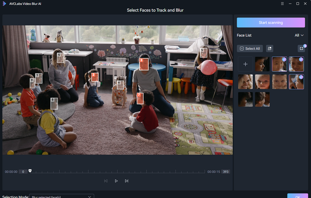 blur faces in video