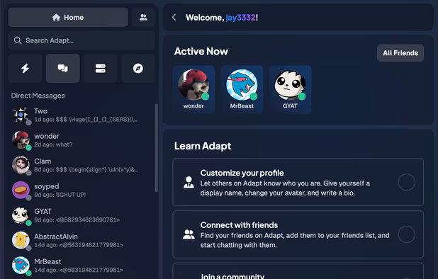 Adapt client homepage