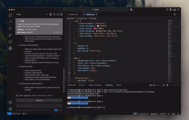 Cline screenshot 2