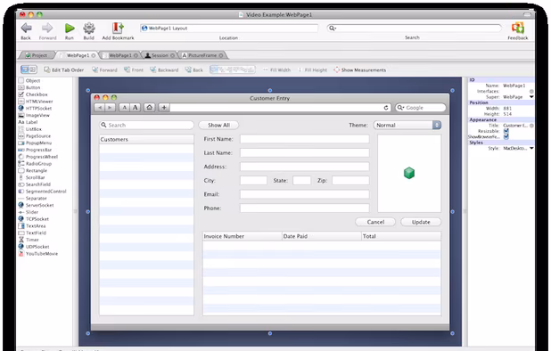 Xojo screenshot 2