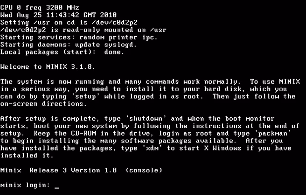 MINIX 3 screenshot 1