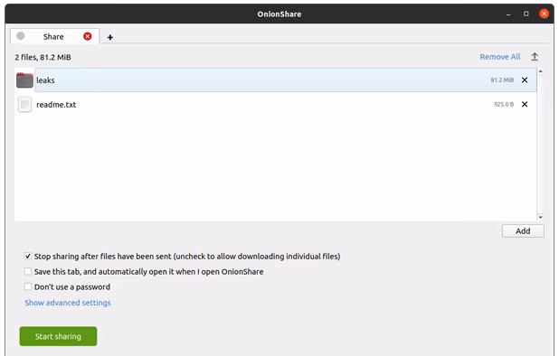 OnionShare screenshot 2