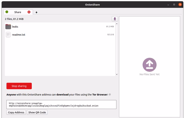 OnionShare screenshot 3