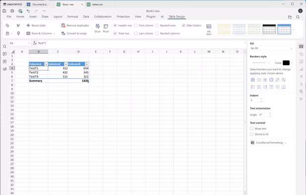 OnlyOffice 9.3 Spreadsheet running in Windows 11