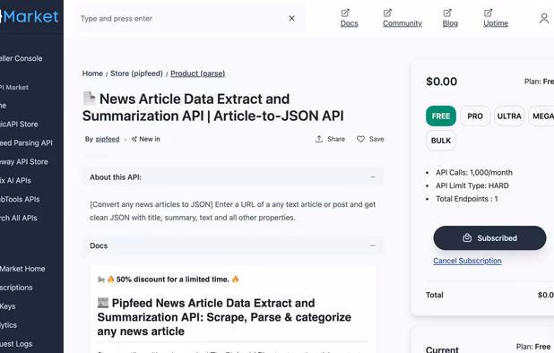 Pipfeed Parsing API screenshot 1