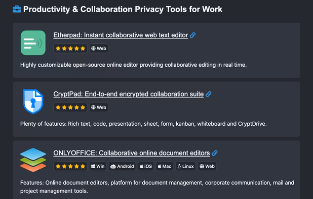 PrivacyTools.io screenshot 2