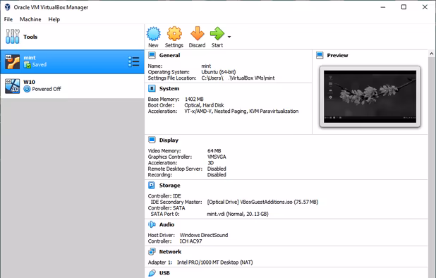 VirtualBox Manager