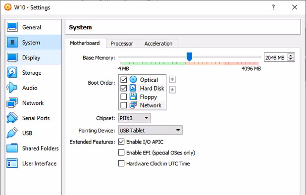 Setting of an OS