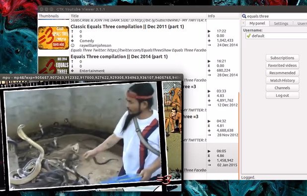 GTK YouTube Viewer screenshot 1