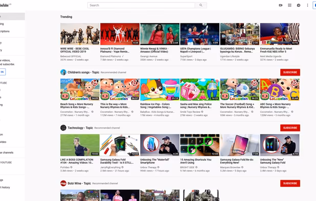 YouTube on Light Mode