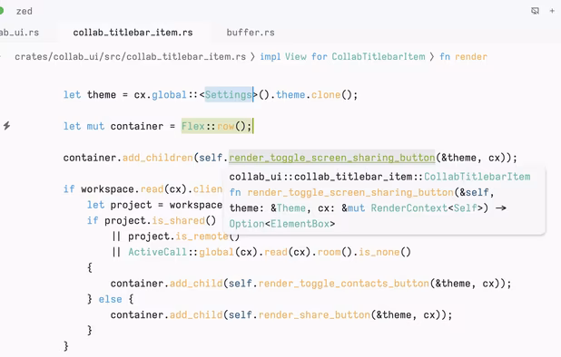 Zed Editor screenshot 1