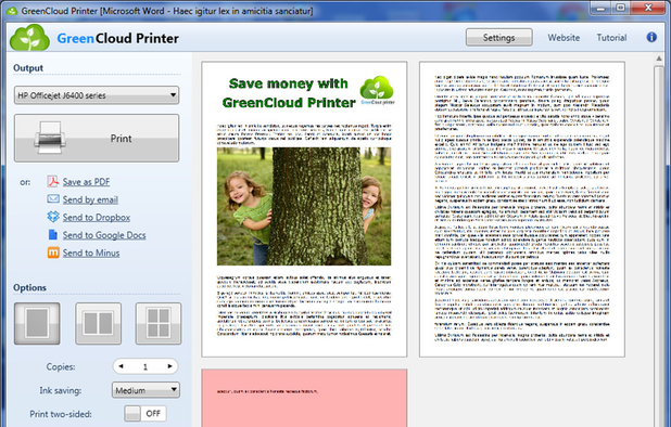 GreenCloud Printer is a virtual driver for your printer to save money