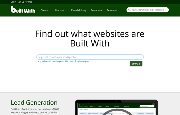 BuiltWith screenshot 1