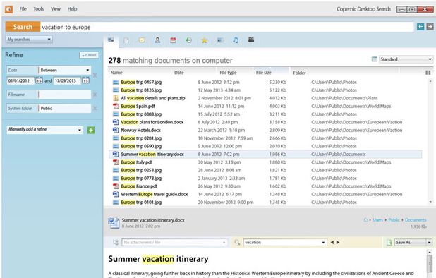 Copernic Desktop Search screenshot 1