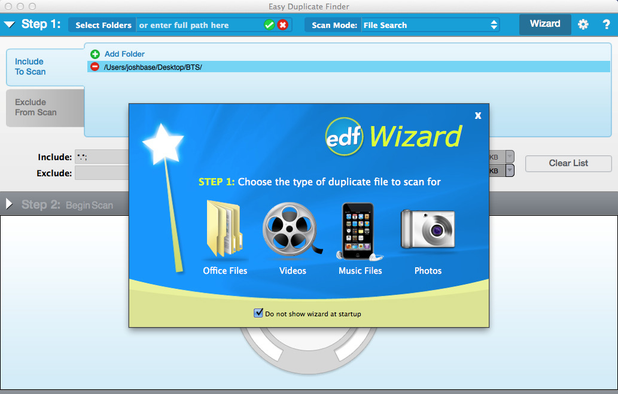 Main window with Wizard