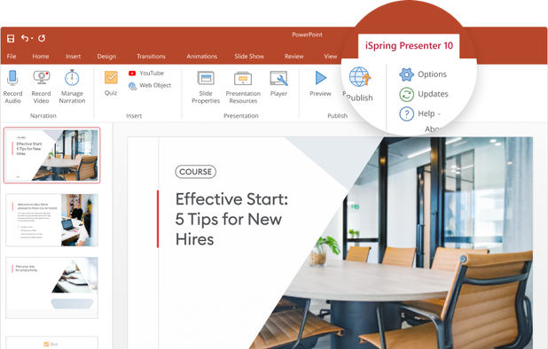 iSpring Presenter tab