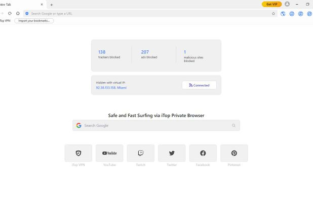 iTop Private Browser screenshot 1