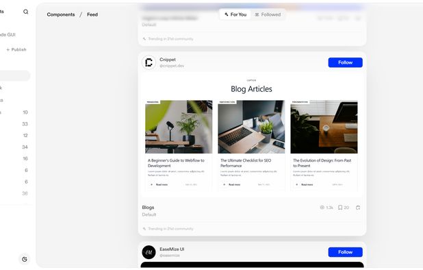 21st.dev: Platform showcasing a wide variety of community-made UI ...