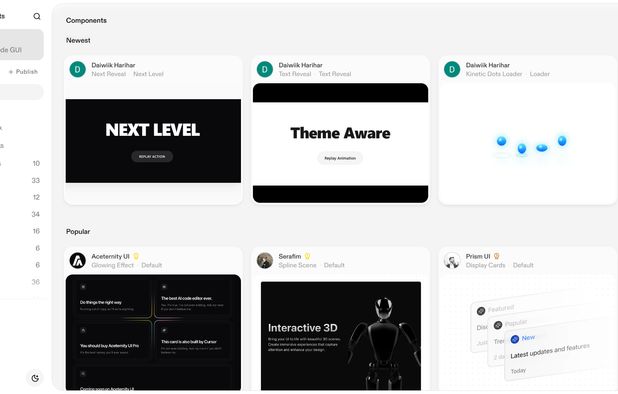 21st.dev: Platform showcasing a wide variety of community-made UI ...