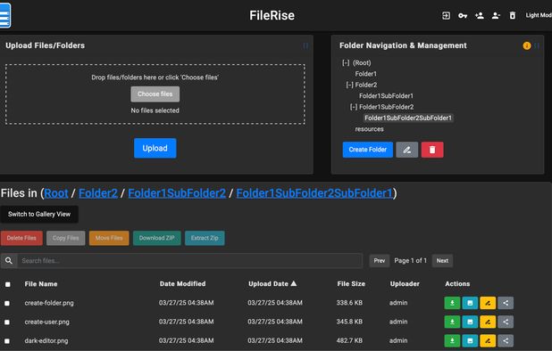 FileRise: Self-hosted web file manager with multi-upload, editing ...