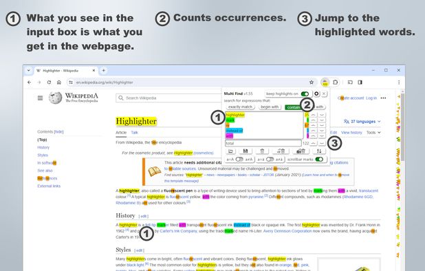 Multi Find: Find and highlight multiple words on webpages. | AlternativeTo