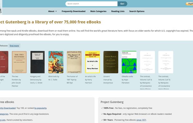 Project Gutenberg: Free digital library with over 75,000 e-books in ...