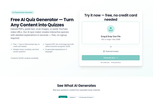StudyGlen: AI platform that turns PDFs, text, images, and YouTube into