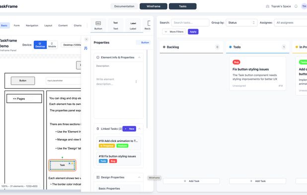TaskFrame: Visual-first task manager that lets you turn wireframe ...