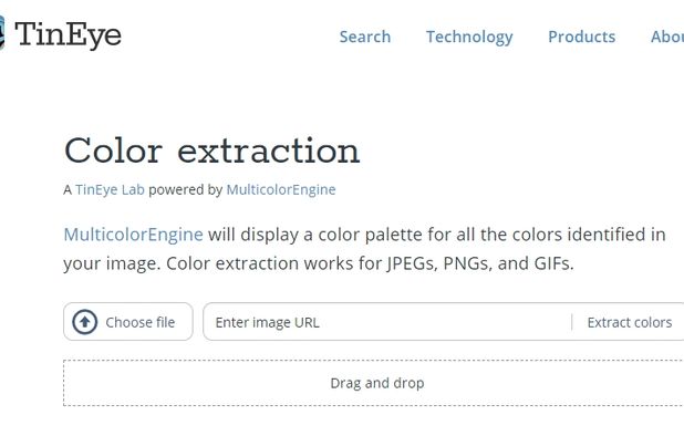 TinEye Color extraction: Extracts color palette for all the colors ...