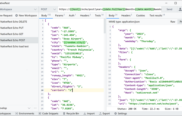 NativeRest main window